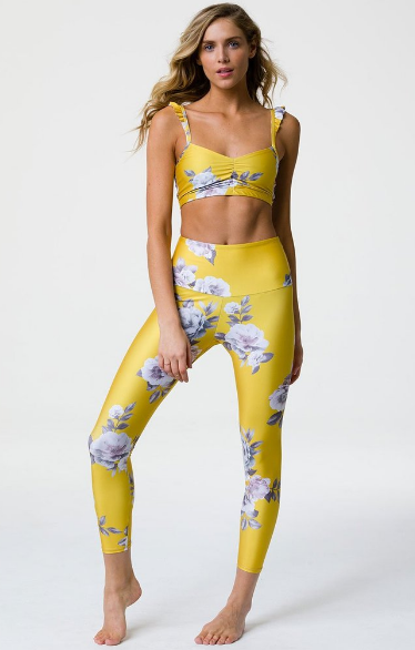 Image Title Onzie High Basic Midi Leggings - Golden Floral